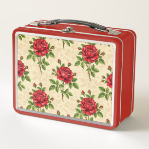 Lunch Box Motif vintage de rose rouge