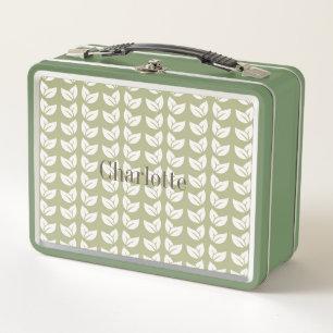 Lunch Box Motif Vintage Green Retro Y2K Leaf
