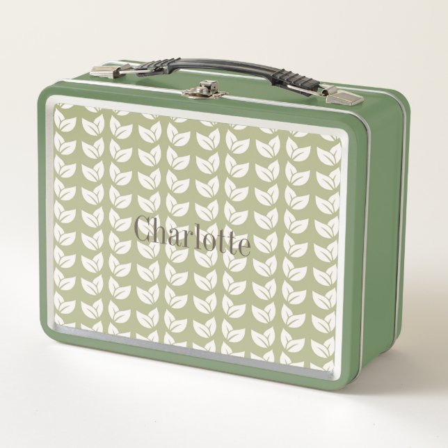 Lunch Box Motif Vintage Green Retro Y2K Leaf (Devant)