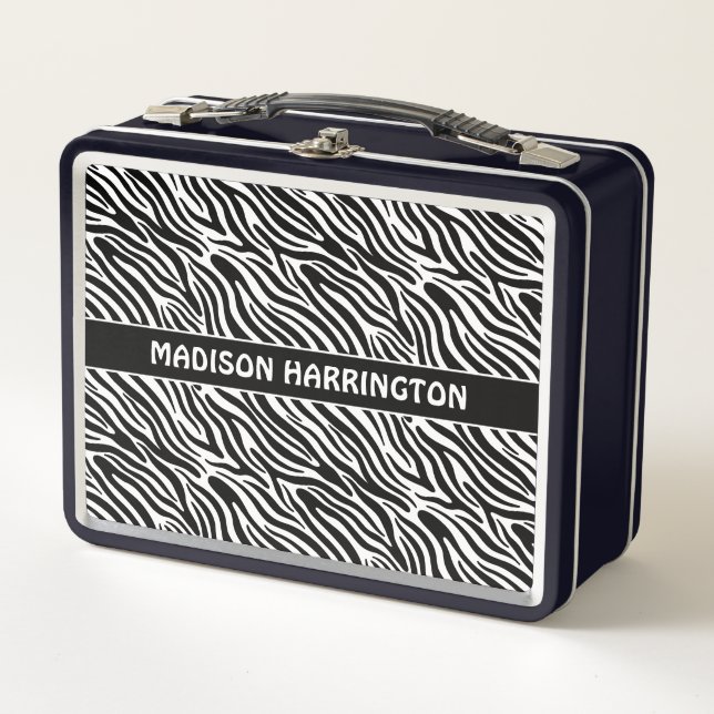 Lunch Box Motif zèbre nom personnalisé (Devant)