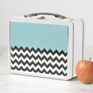 Lunch Box Motif Zigzag noir et blanc, Chevron, Bleu