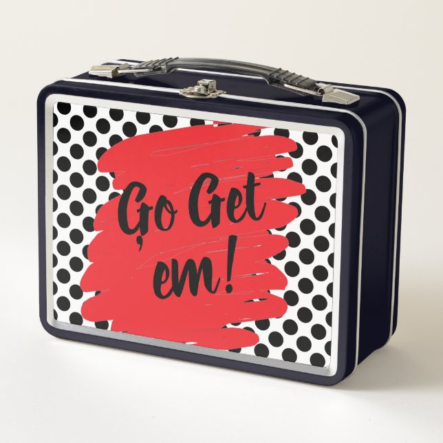 Lunch Box Motivation Branchée Rouge Pâté et Points Noirs (Devant)