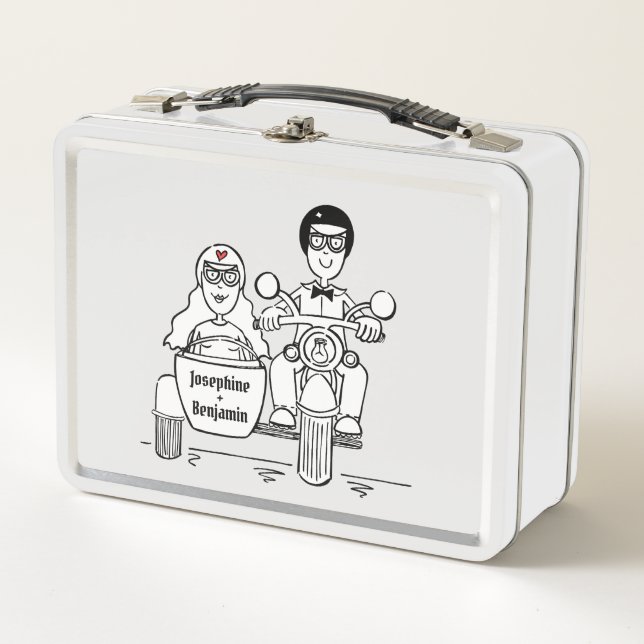 Lunch Box Moto et cadeau Mariage Sidecar (Devant)