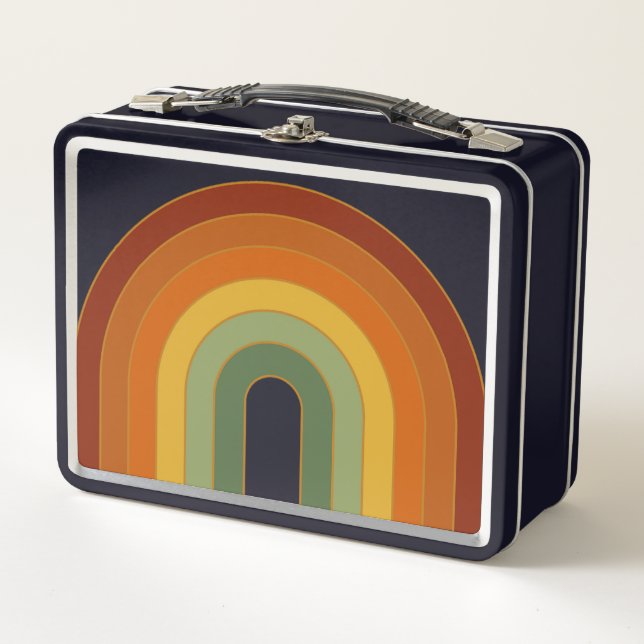 Lunch Box Muet Rétro Seventies Rainbow Black (Devant)