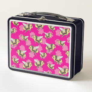 Lunch Box Mug Sauver les abeilles sur fond floral rose