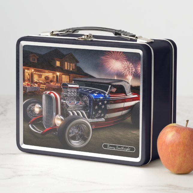 Lunch Box Muscle Américaine : Feux d'Artifice et Liberté (En situation)