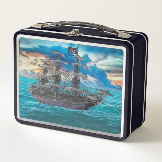 LUNCH BOX NAVIRE DE PIRATE DÉFAILLANT AU COUCHER DU SOLEIL (Devant)