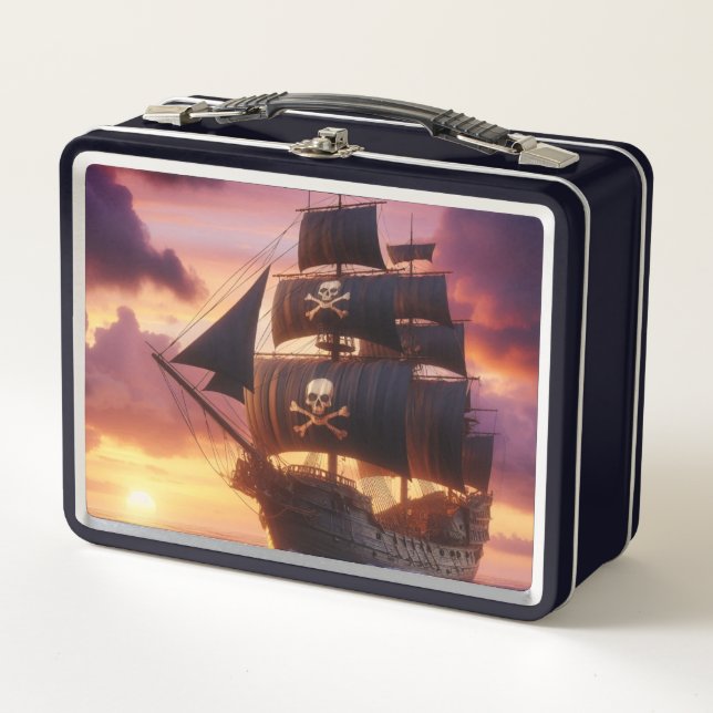Lunch Box Navire pirate au lever/coucher du soleil (Devant)