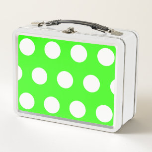 Lunch Box Neon Green Blanc Grand Pois