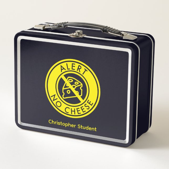 Lunch Box NO FROMAGE Allergy Alert & Name Métal Lunette Box (Devant)