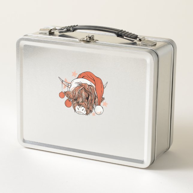 Lunch Box Noël de la vache mignonne Santa Hat Funny Festive (Devant)