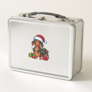 Lunch Box Noël Éclairage de Noël Chapeau Dachshund Chien Noë