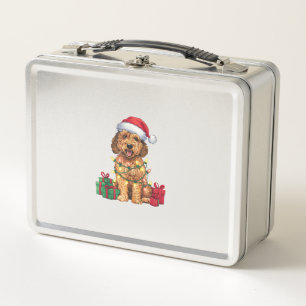 Lunch Box Noël Éclairage Santa Hat Labradoodle Chien Noël