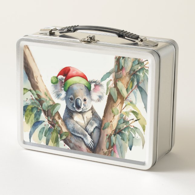 Lunch Box Noël Koala santa chapeau dans le gommier (Devant)