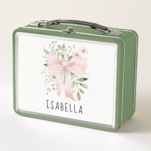 Lunch Box Nœud rose floral verdure coquette personnalisé