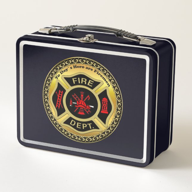 Lunch Box Noir de logo de corps de sapeurs-pompiers et (Devant)
