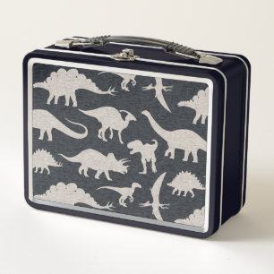 Lunch Box Noir et gris et dinosaures