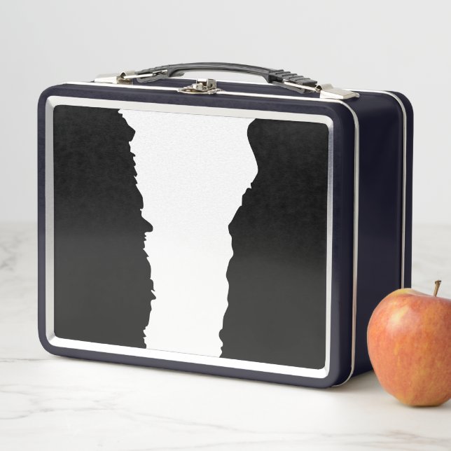Lunch Box Noir Gras avec Style Unique Classique Blanc (En situation)