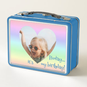Lunch Box Nom d'anniversaire mignon Photo Pastel Arc-en-ciel