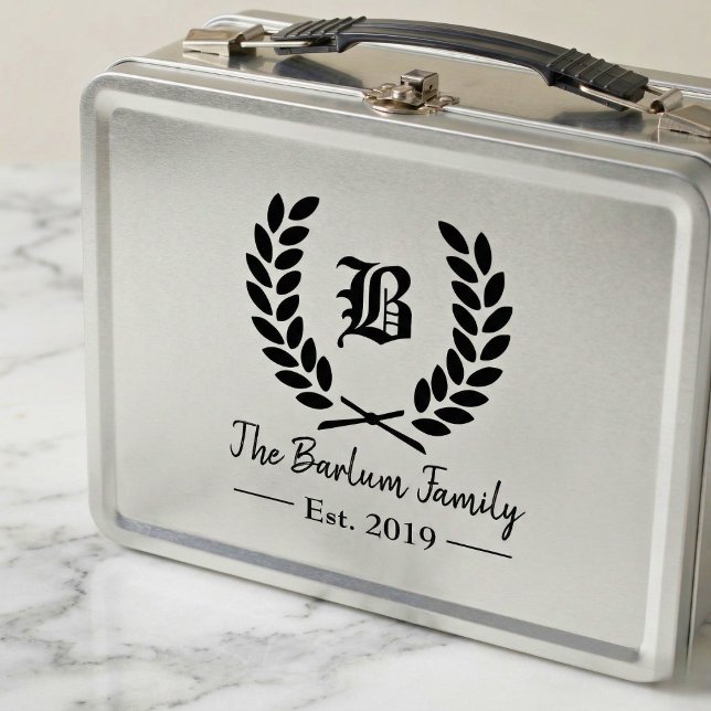 Lunch Box Nom de famille personnalisé Monogramme Boîte à lun (Personalized Family Name Monogram Metal Lunch Box)