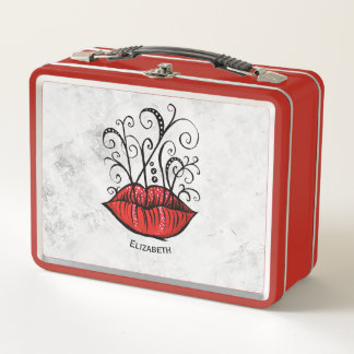 Lunch Box Nom de l'artiste maquillage des lèvres rouges