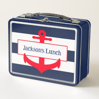 Lunch Box Nom de l'école d'Ancres nautiques personnalisée