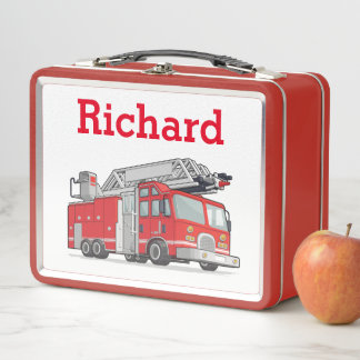 Lunch Box Nom d'enfant du camion de pompiers personnalisé