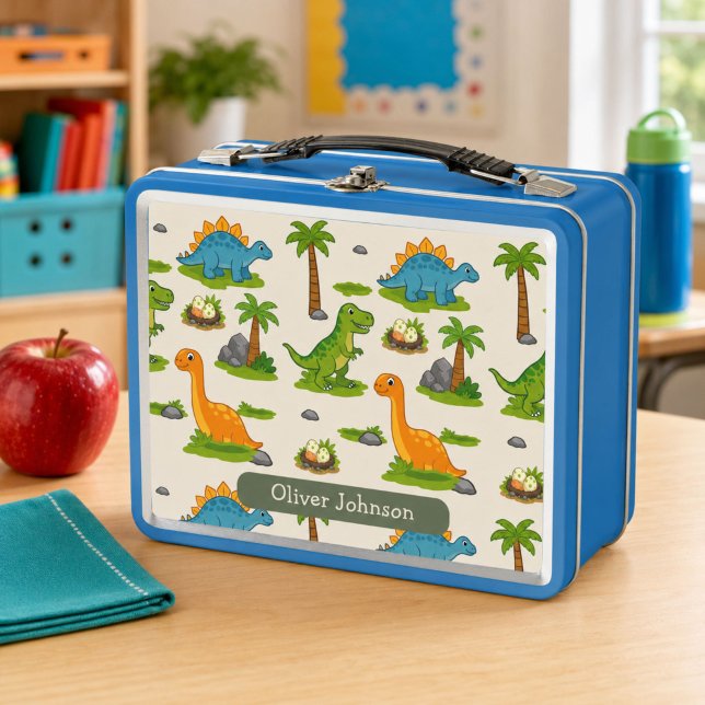 Lunch Box Nom d'enfants de dinosaure mignon École (Créateur téléchargé)