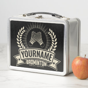 Lunch Box Nom du joueur de badminton personnalisé Racquet Sp