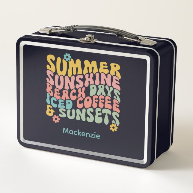 Lunch Box Nom du monogramme rose d'été Super (Devant)