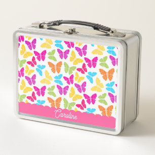 Lunch Box Nom du Motif du papillon arc-en-ciel mignon et vib
