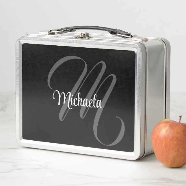 Lunch Box Nom initial de monogramme moderne minimaliste (En situation)