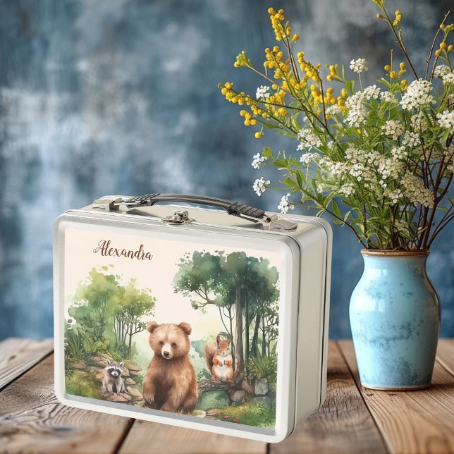 Lunch Box Nom personnalisé Animaux des bois (Créateur téléchargé)