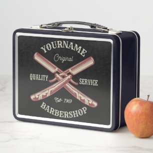 Lunch Box NOM PERSONNALISÉ Barber Droit Razor Barbershop