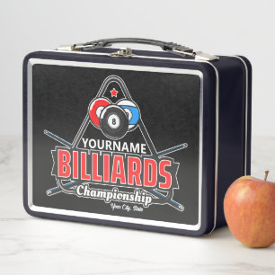 Lunch Box NOM Personnalisé Billard 8 Ball Pool Cue Rack
