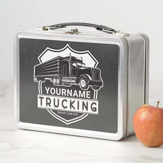 Lunch Box NOM personnalisé Camions Big Rig Semi Trucker (En situation)