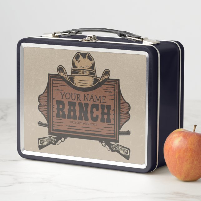 Lunch Box NOM PERSONNALISÉ Canons Cowboy Connexion Western R (En situation)