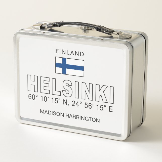 Lunch Box Nom personnalisé Coordonnées Helsinki (Dos)