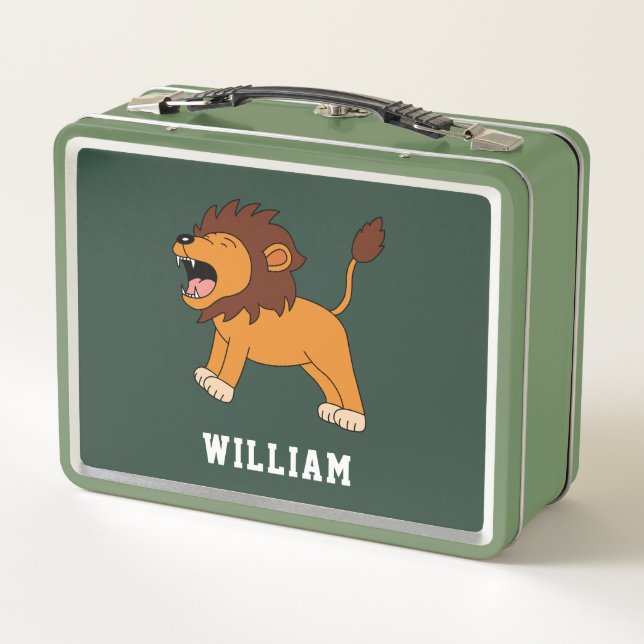 Lunch Box Nom Personnalisé Cute Lion Retour À L'École (Dos)