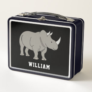 Lunch Box Nom Personnalisé Cute Rhino Retour À L'École