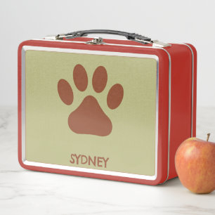 Lunch Box Nom personnalisé de patte chien Brown