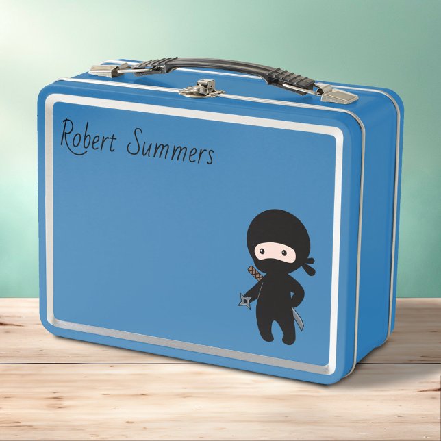 Lunch Box Nom personnalisé du minuscule Ninja sur bleu (Créateur téléchargé)