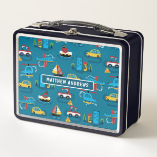 Lunch Box Nom personnalisé du Motif de transport pour enfant
