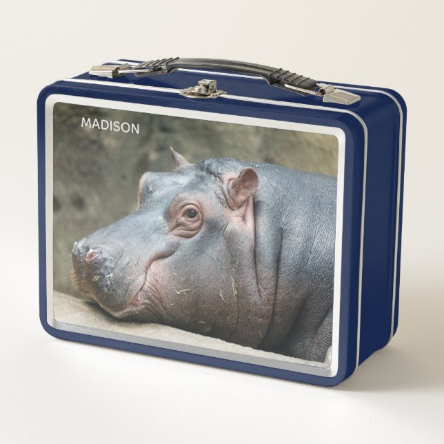 Lunch Box Nom personnalisé Hippopotame (Devant)
