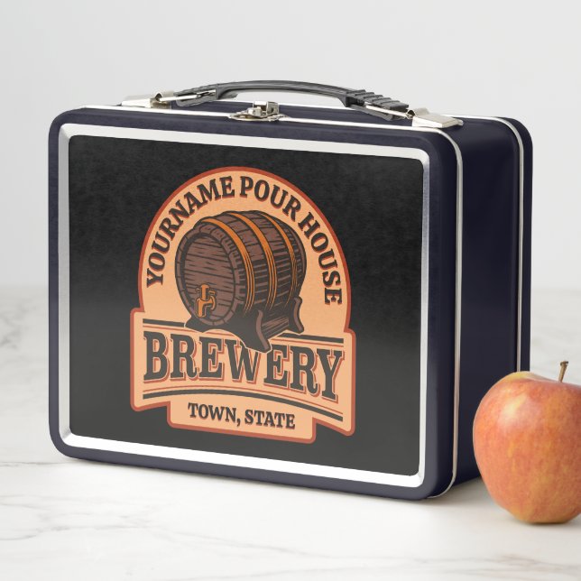 Lunch Box NOM PERSONNALISÉ Old Oak Barrel Beer Keg Brasserie (En situation)