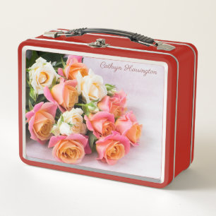 Lunch Box Nom personnalisé Roses