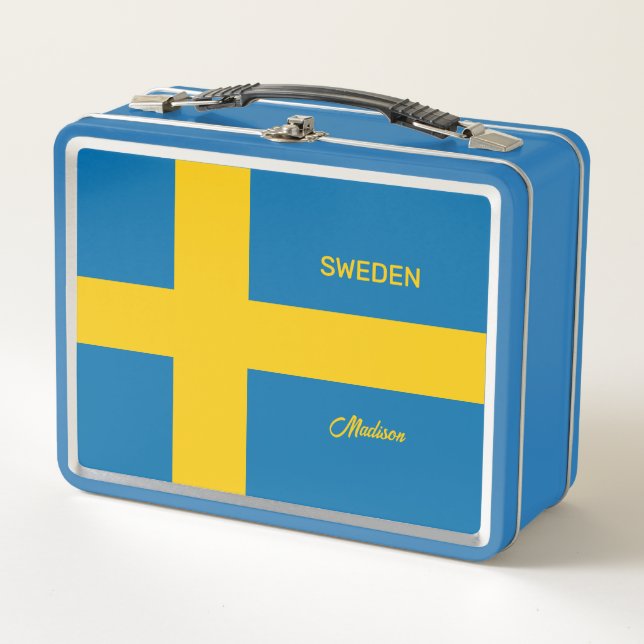 Lunch Box Nom personnalisé & Texte Drapeau Suédois (Devant)