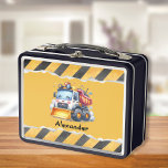 Lunch Box Nom personnalisé Véhicules de construction Baby Bo<br><div class="desc">Amusez-vous avec notre nom personnalisé Véhicules de construction Baby Boy Boy Boîte à lunch en métal. Conçue avec de délicieux motifs de véhicules de construction et customisée avec le nom de votre bébé garçon, cette boîte à lunch ajoute une touche d'excitation au temps du repas. Fabriqué à partir de métal...</div>