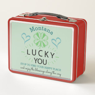 Lunch Box Nom Quatre Feuilles Clover Lucky You Typographie C