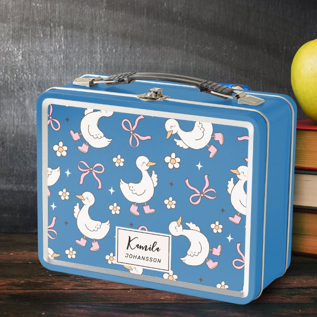 Lunch Box Nommé personnalisé Coquette Silly Goose Rose Bow S (Créateur téléchargé)